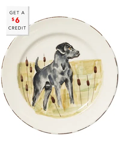 Vietri Wildlife Black Hunting Dog Dinner Plate With $6.3 Credit
