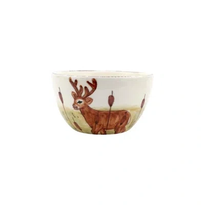 Vietri Wildlife Deer Cereal Bowl In Brown;white