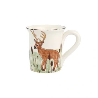 Vietri Wildlife Deer Mug In White,brown,green