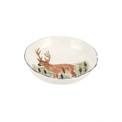 Vietri Wildlife Deer Pasta Bowl In Orange,green,brown