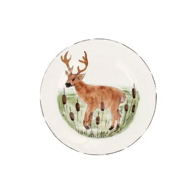 Vietri Wildlife Deer Salad Plate In Black,white,green,brown