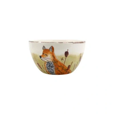 Vietri Wildlife Fox Cereal Bowl In Brown;white