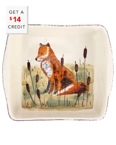 Vietri Wildlife Fox Square Baker With $14 Credit In Animal Print
