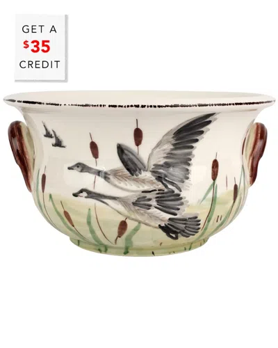 Vietri Wildlife Geese Cachepot With $35 Credit In Neutral