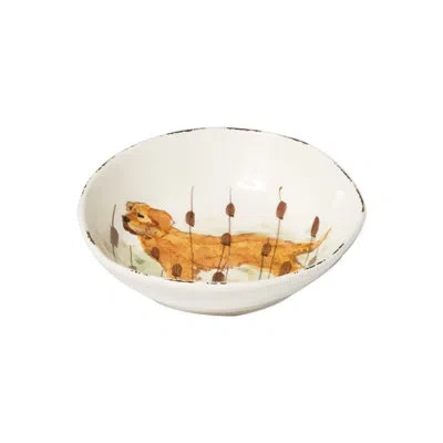 Vietri Wildlife Hunting Dog Pasta Bowl In Beige;yellow