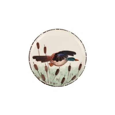 Vietri Wildlife Mallard Canape Plate In Black,brown,green