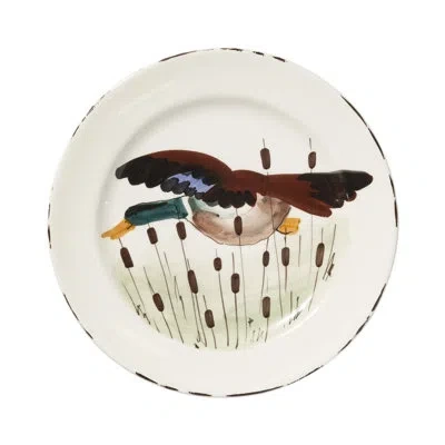 Vietri Wildlife Mallard Dinner Plate In Black;brown;yellow