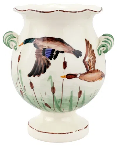 Vietri Wildlife Mallard Handled Cachepot In Multi