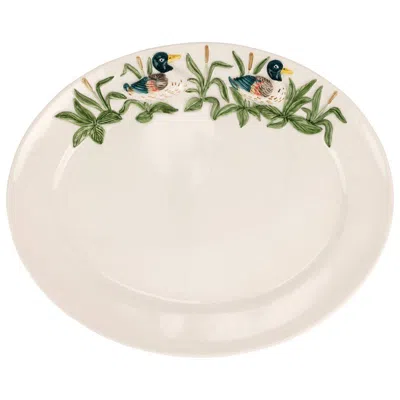 Vietri Wildlife Mallard Large Oval Platter In Green