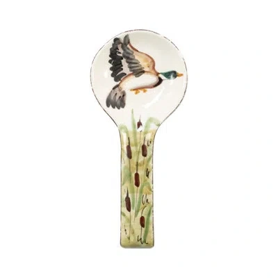 Vietri Wildlife Mallard Spoon Rest In Brown,green,white