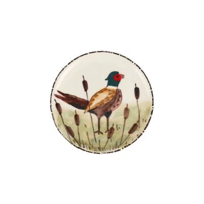 Vietri Wildlife Pheasant Canape Plate In Brown,green,dark Blue