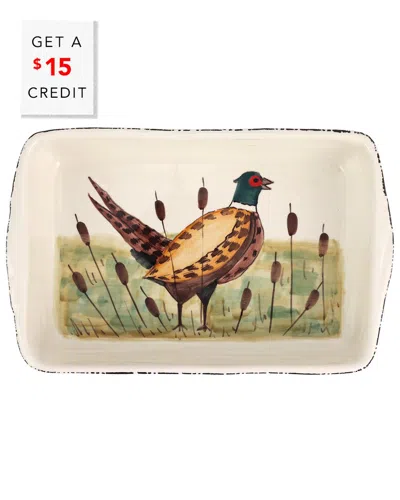 Vietri Wildlife Pheasant Rectangular Baker With $15 Credit In Multi