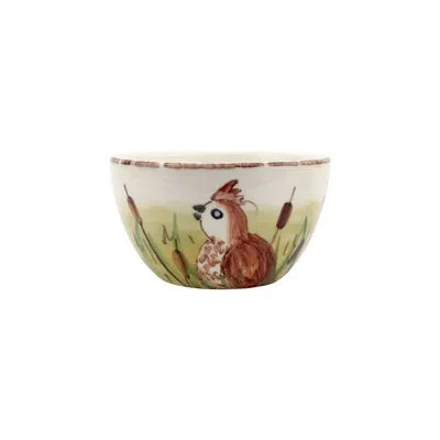 Vietri Wildlife Quail Cereal Bowl In Brown;white;green