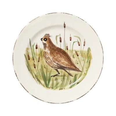 Vietri Wildlife Quail Dinner Plate In Brown;green