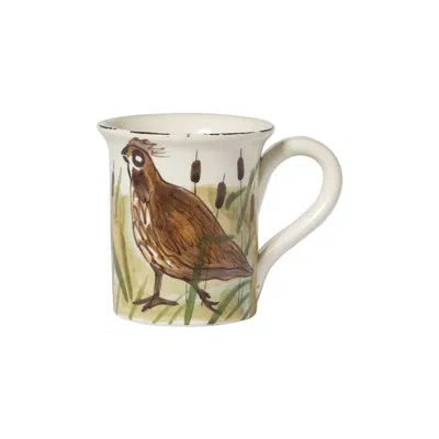 Vietri Wildlife Quail Mug In Green;light Brown