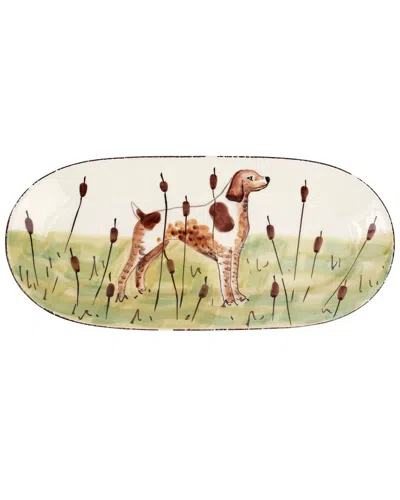 Vietri Wildlife Spaniel Oval Platter In Multi