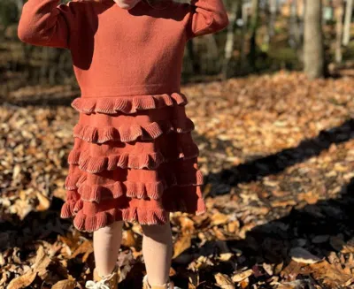 Vignette Kids' Arthie Dress In Pumpkin Knit In Brown