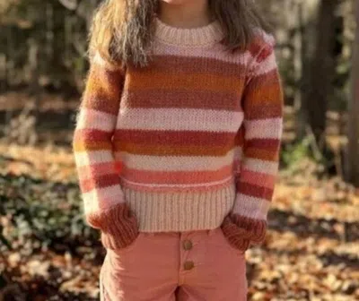 Vignette Kids' Donna Stripe Sweater In Coral In Multi