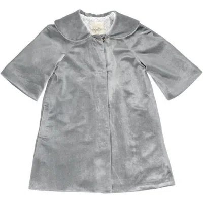 Vignette Kids' Girl's Jane Velvet Coat In Silver Grey In Gray