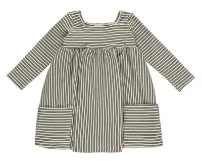 Vignette Kids' Girl's Long Sleeve Rylie Dress In Black And White Stripe In Neutral