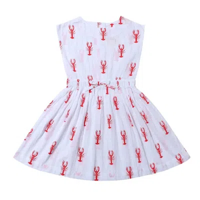 Vignette Kids' Girl's Saylor Nautical Dress In Lobsters In Blue