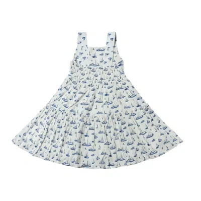 Vignette Kids' Girl's Sloane Mini Dress In Nautical Boats In White