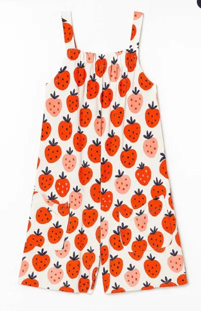Vignette Kids' Girl's Tallulah Romper In Strawberries In Orange