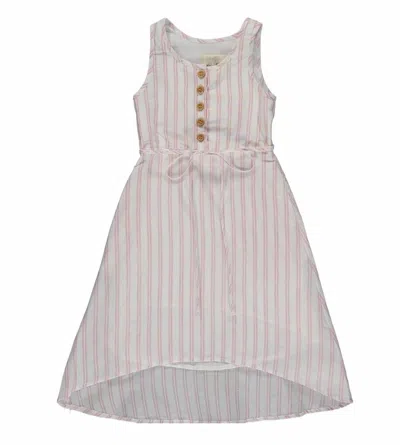 Vignette Kids Avalon Dress In Pink Stripe In White
