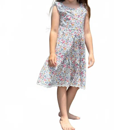 Vignette Kids' Willa Dress In Blue Retro Floral In Multi