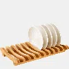 VIGOR BAMBOO DISH DRYING RACK, 10 SLOTS BAMBOO CABINET PLATE STAND DISH DRAINER WOODEN PLATE RACK POT LID 