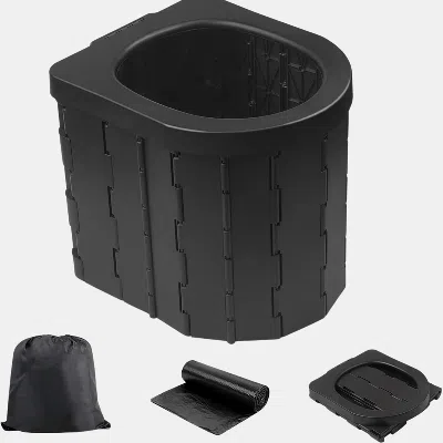 Vigor Cabin Tent Family Camp Foldable Camping Travel Toilet Outdoor Portable Toilet Camping Toilet Portabl In Black