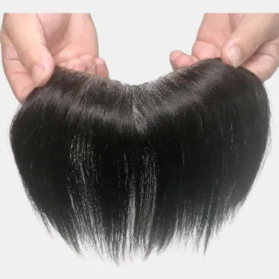 Vigor Hairpiece V-shape Mens Topper Pu Thin Skin Base Natural Hairline In Black
