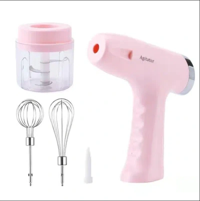 Vigor Hand Held 3 In 1 Usb Electric Egg Beater Automatic Food Blender Garlic Meat Grinder Egg Mixer In Pink