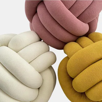 Vigor Hand-woven Knotted Ball Pillows Sofa Pillows Living Room Cushion Pillows In Yellow