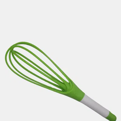 Vigor Heat Resistant Kitchen Silicone Whisks For Non-stick Cookware, Balloon Flat Rotatable Egg Beater In Green
