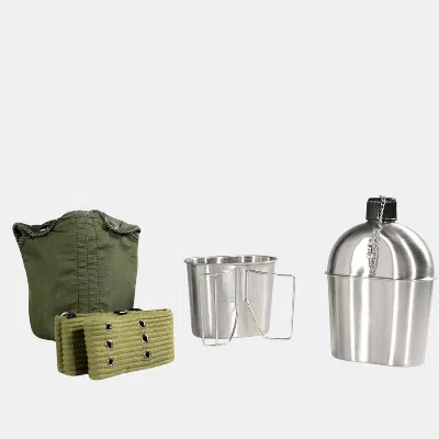 Vigor High Quality Stainless Steel Canteen Military With Cup And Green Nylon Cover Waist Belt For Camping  In Gray