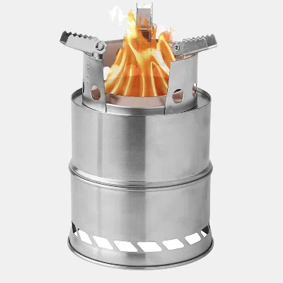 Vigor Portable Wood Burning Stove, Camping Stove Foldable Stainless Steel Backpacking Stove Camping Cookwa In Metallic