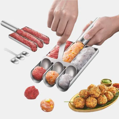 Vigor Premium Quality Multi-function Triple Stainless Steel Meatball Maker Fish Ball Shrimp Slide Tool Cro In Metallic