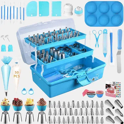 Vigor Professional Cake Decorating Tools Supplies Baking 236 Accessories With Storage Case Piping Bags And In Blue