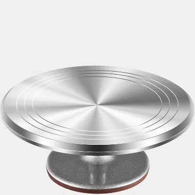 Vigor Rotating Cake Turntable 12'' Alloy Revolving Cake Stand With Non-slipping Silicone Bottom In Metallic