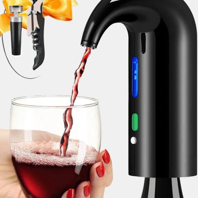 Vigor Wine Aerator Electric Wine Decanter One Touch Spout Pourer And Wine Preserver In Black