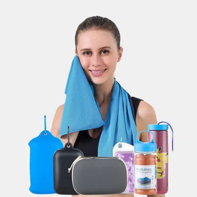 Vigor Yoga Towel Basketball Towel With Silicone Storage Bag,camping Hiking Towels In Blue