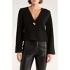 Vigoss Asymmetrical Button Cardigan In Black