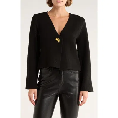 Vigoss Asymmetrical Button Cardigan In Black