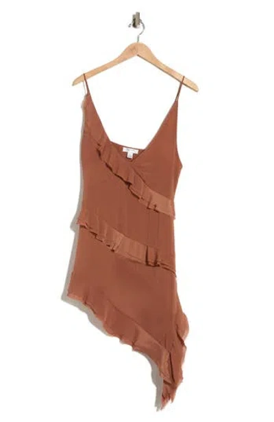 Vigoss Asymmetrical Ruffle Trim Camisole In Rust