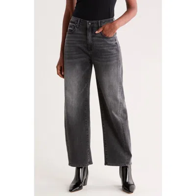 Vigoss Barrel Leg Jeans In Dark Grey Wash