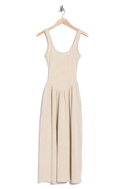 Vigoss Basque Waist Knit Midi Dress In Oatmeal