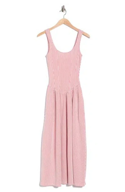 Vigoss Basque Waist Knit Midi Dress In Red