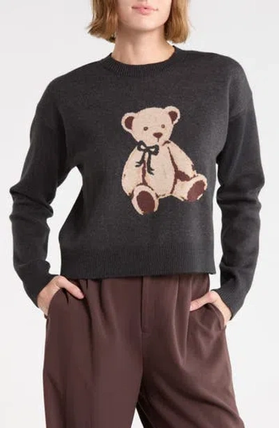 Vigoss Bear Crop Sweater In Gray