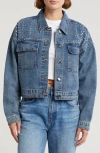 Vigoss Bling Denim Shacket In Medium Wash